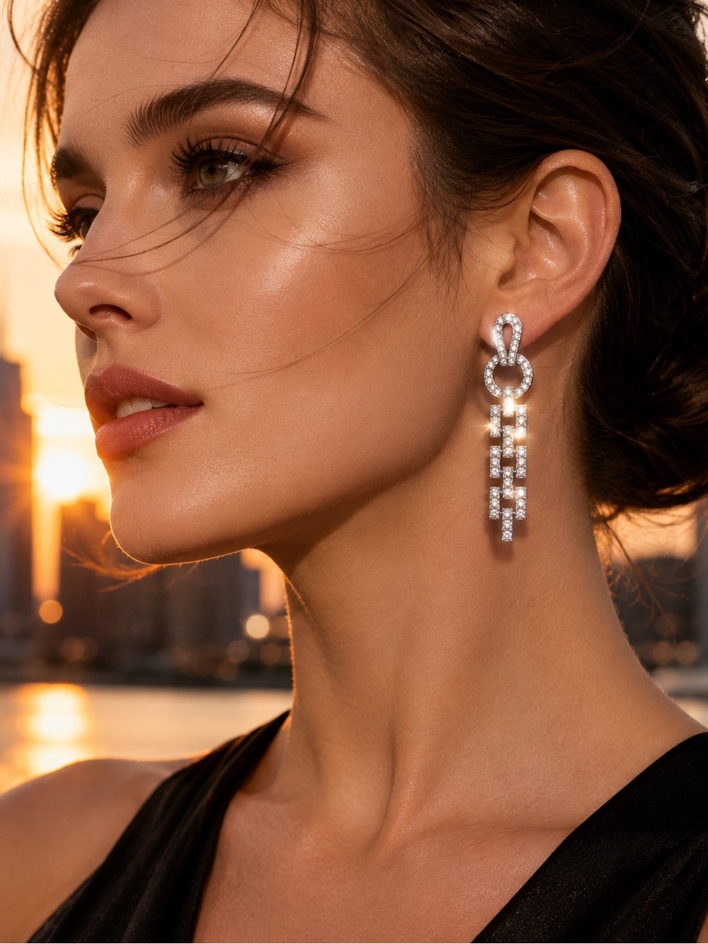 Elegant Luxury Silver tone finish long drop earring - Picture 6 of 10